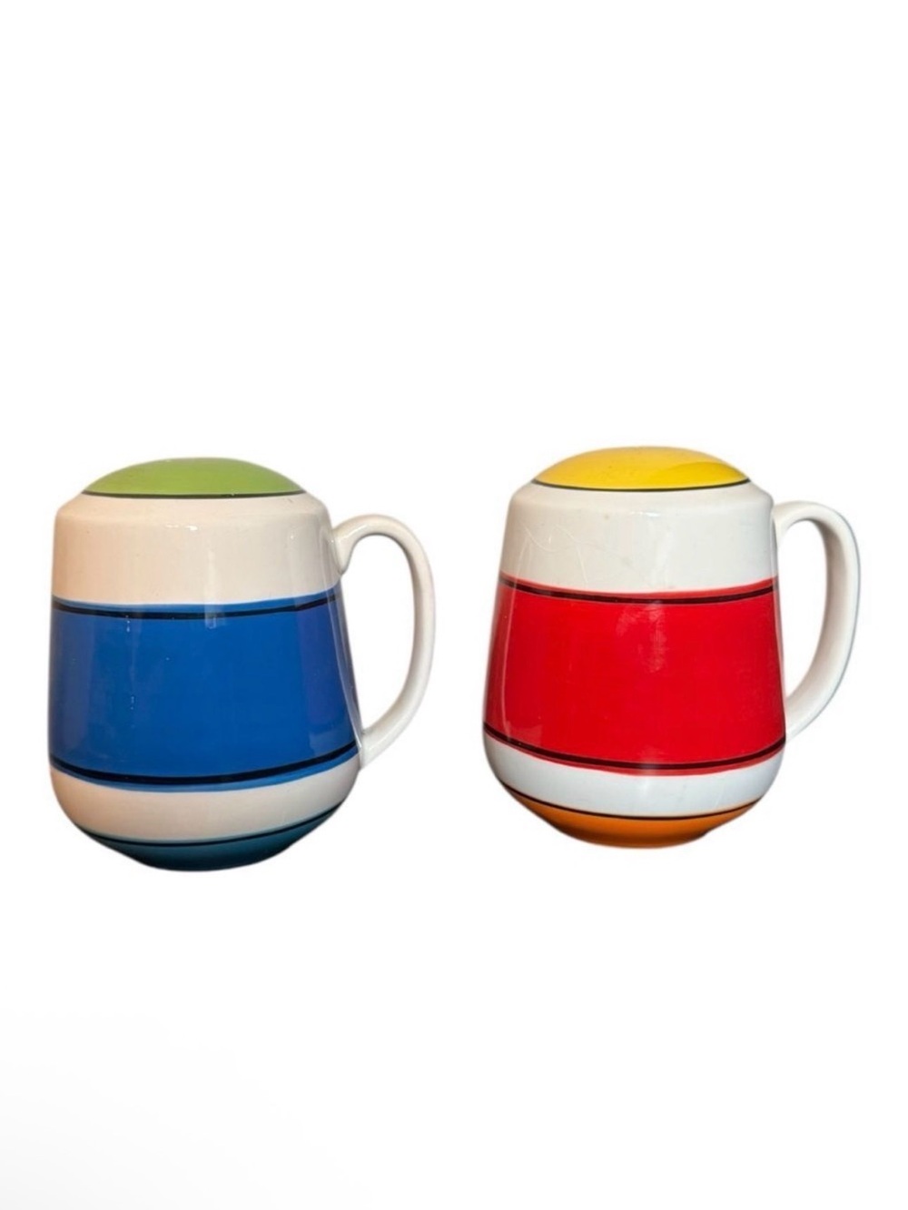 Hallmark Colorful Ceramic Salt & Pepper Shaker Set Blue Red Green Yellow